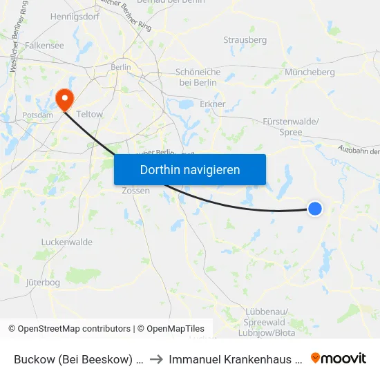 Buckow (Bei Beeskow) B246 to Immanuel Krankenhaus Berlin map