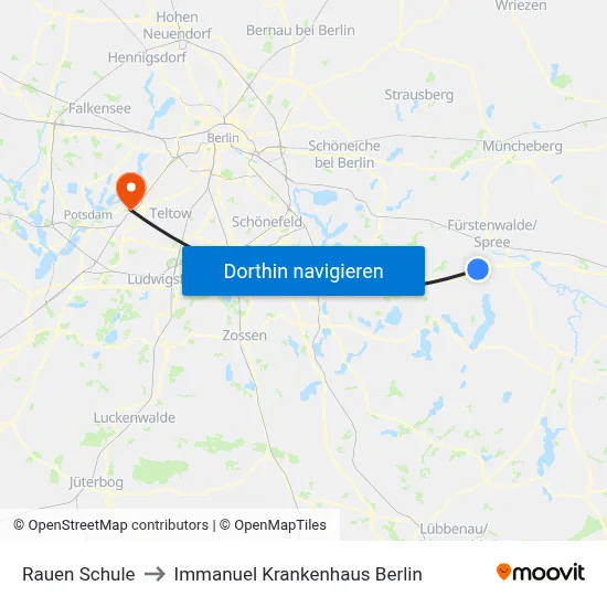 Rauen Schule to Immanuel Krankenhaus Berlin map