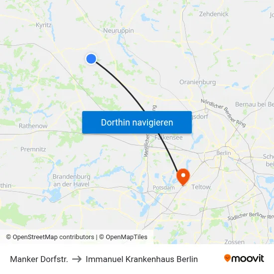 Manker Dorfstr. to Immanuel Krankenhaus Berlin map