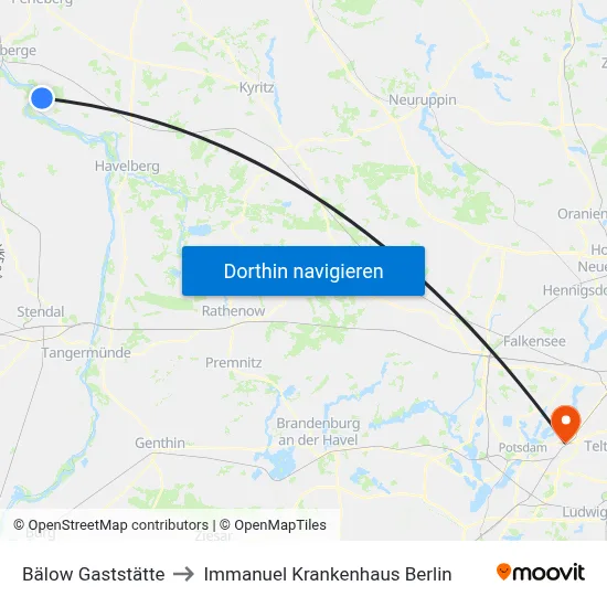 Bälow Gaststätte to Immanuel Krankenhaus Berlin map