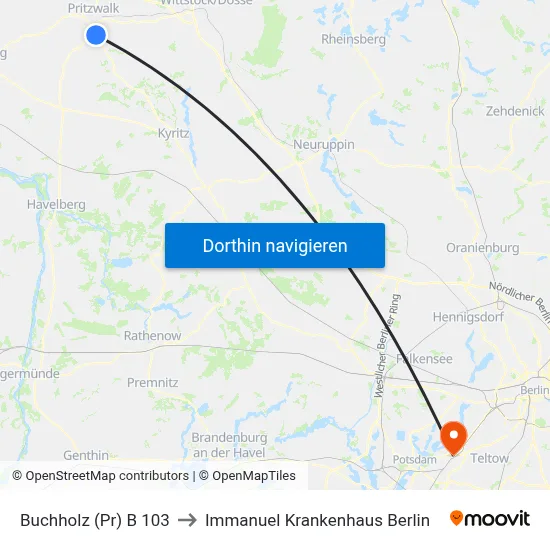 Buchholz (Pr) B 103 to Immanuel Krankenhaus Berlin map