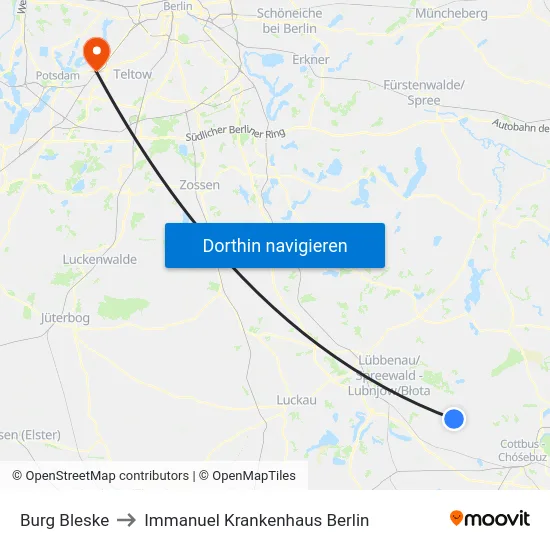 Burg Bleske to Immanuel Krankenhaus Berlin map