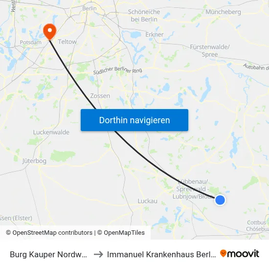 Burg Kauper Nordweg to Immanuel Krankenhaus Berlin map