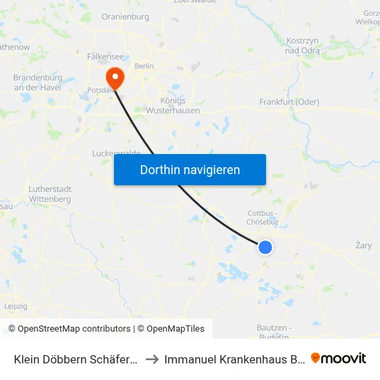 Klein Döbbern Schäferberg to Immanuel Krankenhaus Berlin map