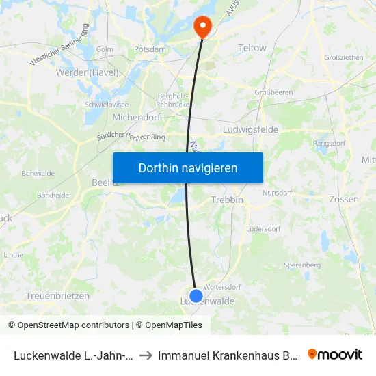 Luckenwalde L.-Jahn-Str. to Immanuel Krankenhaus Berlin map