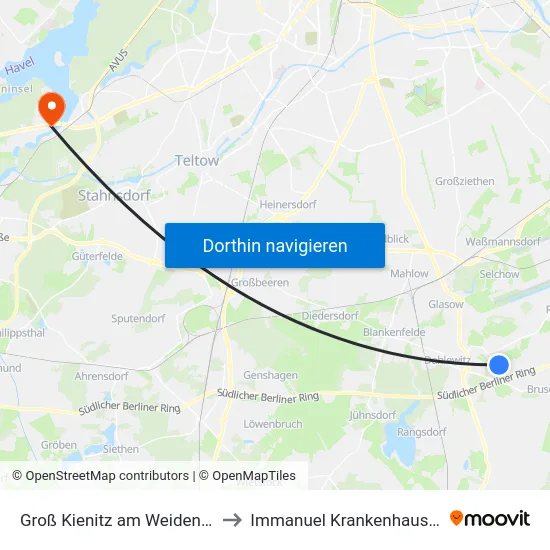 Groß Kienitz am Weidendamm to Immanuel Krankenhaus Berlin map