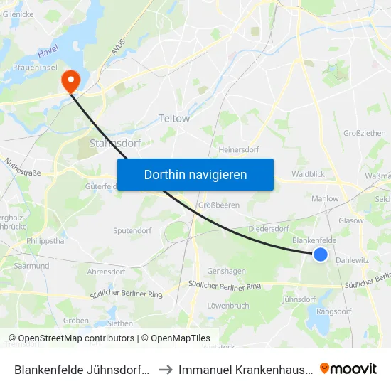 Blankenfelde Jühnsdorfer Weg to Immanuel Krankenhaus Berlin map