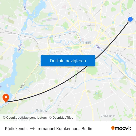 Rüdickenstr. to Immanuel Krankenhaus Berlin map