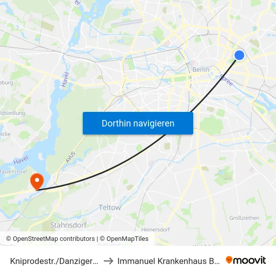 Kniprodestr./Danziger Str. to Immanuel Krankenhaus Berlin map