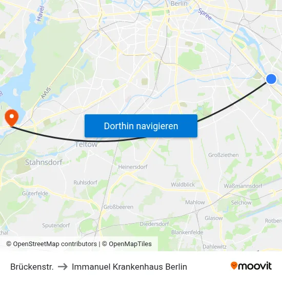 Brückenstr. to Immanuel Krankenhaus Berlin map