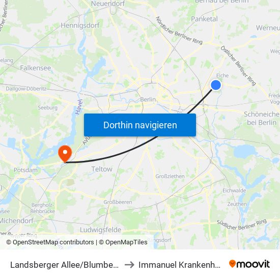 Landsberger Allee/Blumberger Damm to Immanuel Krankenhaus Berlin map