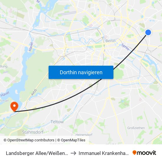 Landsberger Allee/Weißenseer Weg to Immanuel Krankenhaus Berlin map