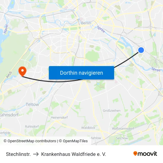 Stechlinstr. to Krankenhaus Waldfriede e. V. map