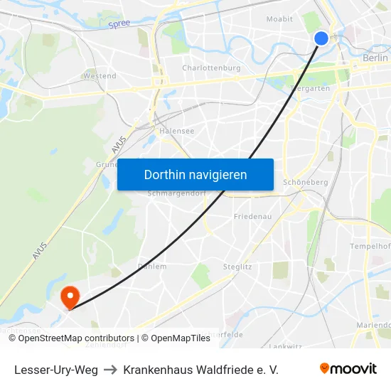 Lesser-Ury-Weg to Krankenhaus Waldfriede e. V. map