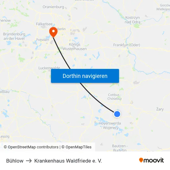 Bühlow to Krankenhaus Waldfriede e. V. map