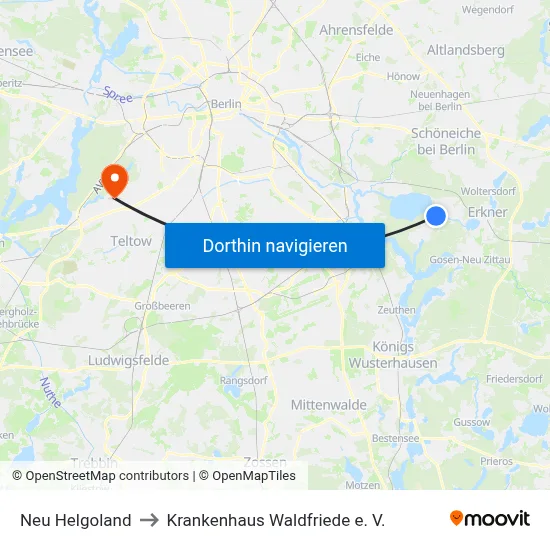 Neu Helgoland to Krankenhaus Waldfriede e. V. map
