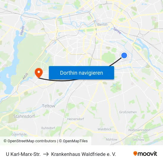 U Karl-Marx-Str. to Krankenhaus Waldfriede e. V. map