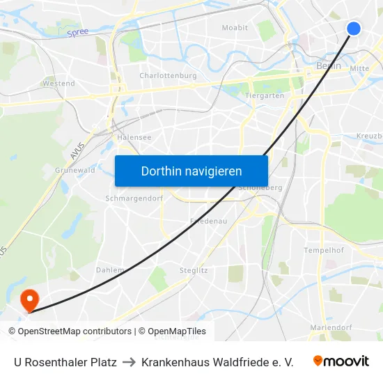 U Rosenthaler Platz to Krankenhaus Waldfriede e. V. map