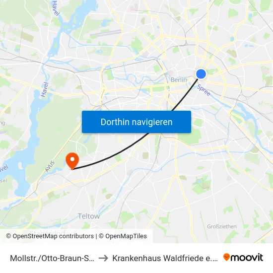 Mollstr./Otto-Braun-Str. to Krankenhaus Waldfriede e. V. map