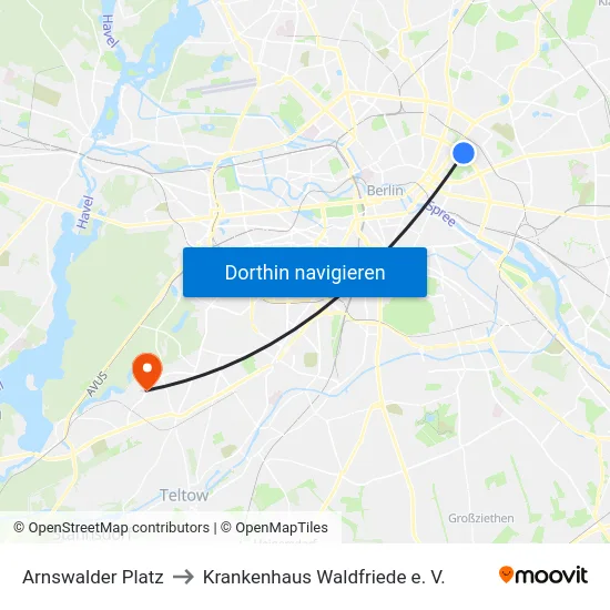 Arnswalder Platz to Krankenhaus Waldfriede e. V. map