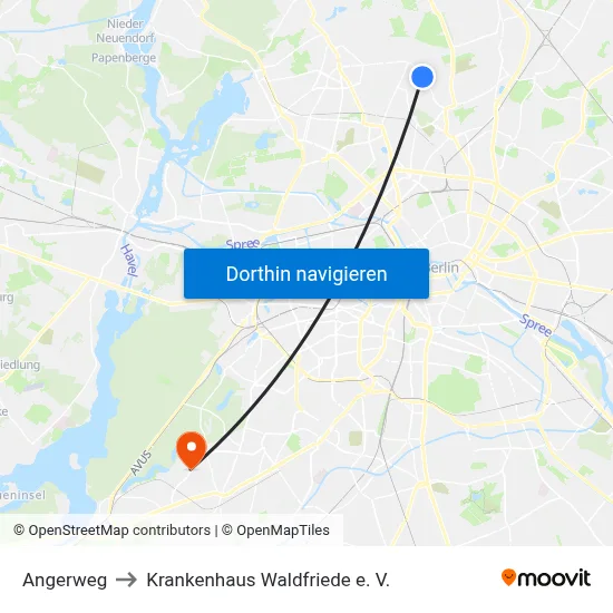 Angerweg to Krankenhaus Waldfriede e. V. map