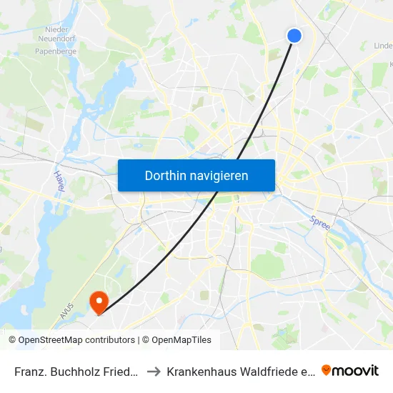 Franz. Buchholz Friedhof to Krankenhaus Waldfriede e. V. map