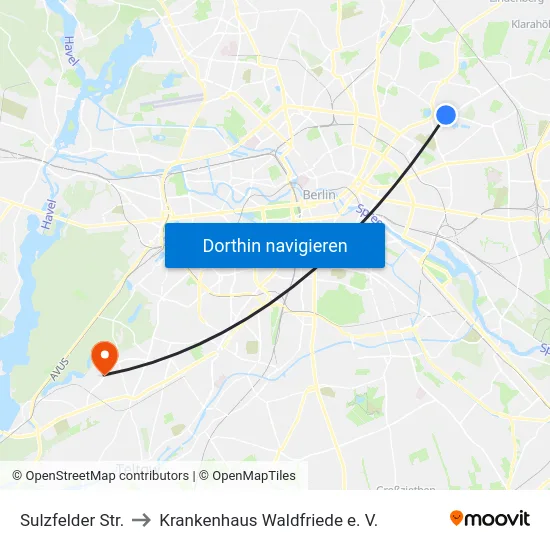 Sulzfelder Str. to Krankenhaus Waldfriede e. V. map