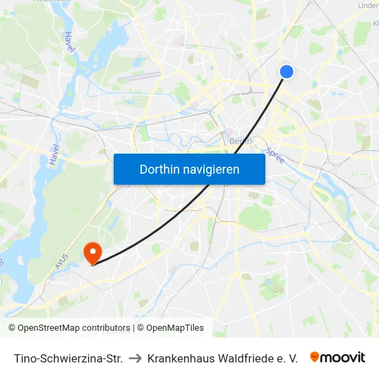 Tino-Schwierzina-Str. to Krankenhaus Waldfriede e. V. map