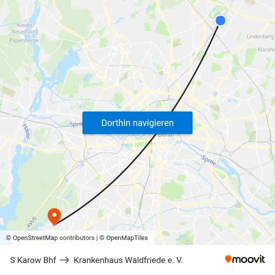 S Karow Bhf to Krankenhaus Waldfriede e. V. map