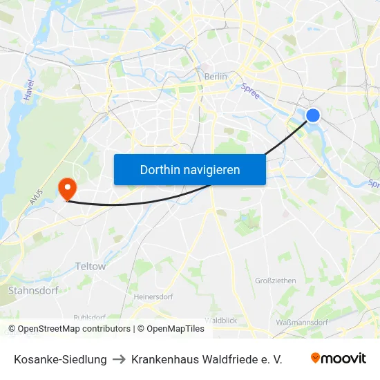 Kosanke-Siedlung to Krankenhaus Waldfriede e. V. map