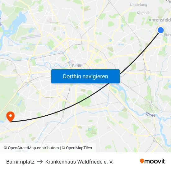 Barnimplatz to Krankenhaus Waldfriede e. V. map