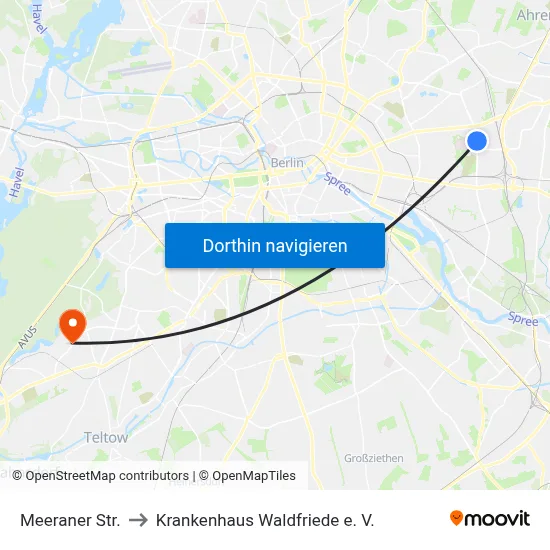 Meeraner Str. to Krankenhaus Waldfriede e. V. map