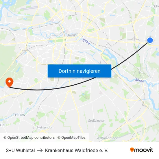 S+U Wuhletal to Krankenhaus Waldfriede e. V. map