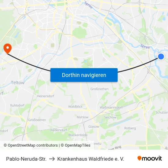 Pablo-Neruda-Str. to Krankenhaus Waldfriede e. V. map