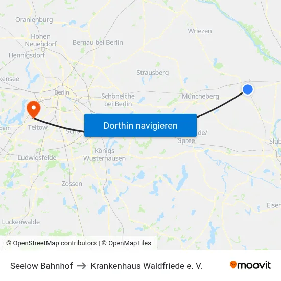 Seelow Bahnhof to Krankenhaus Waldfriede e. V. map