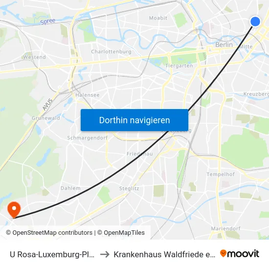 U Rosa-Luxemburg-Platz to Krankenhaus Waldfriede e. V. map