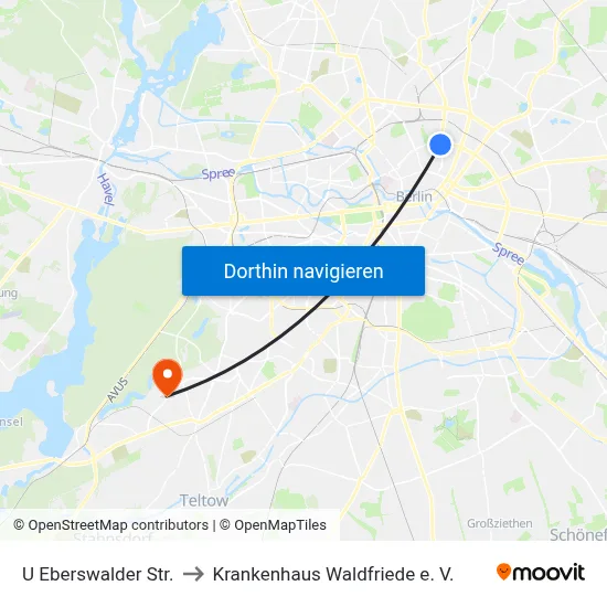 U Eberswalder Str. to Krankenhaus Waldfriede e. V. map