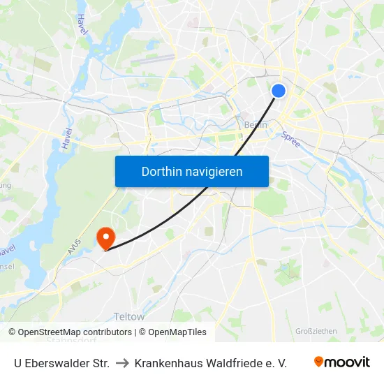 U Eberswalder Str. to Krankenhaus Waldfriede e. V. map