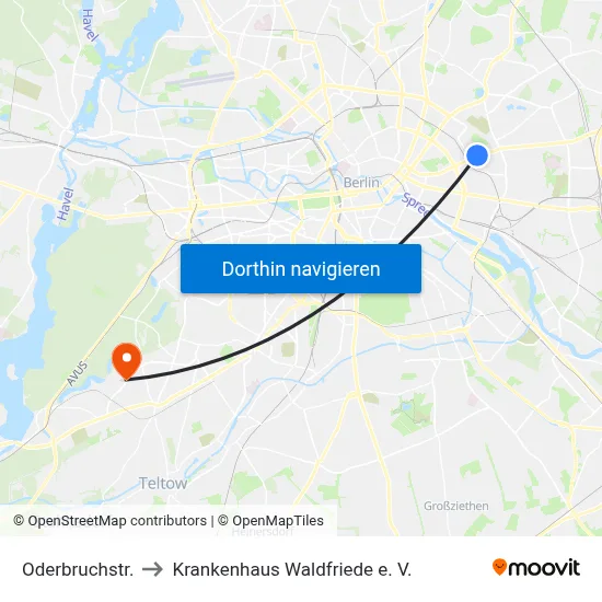 Oderbruchstr. to Krankenhaus Waldfriede e. V. map