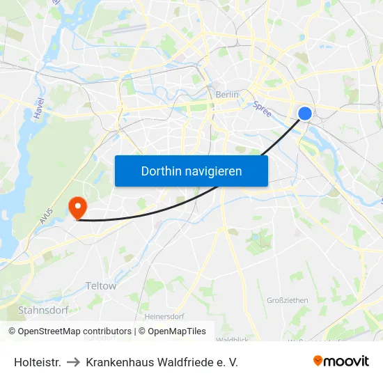 Holteistr. to Krankenhaus Waldfriede e. V. map
