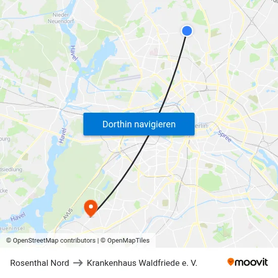 Rosenthal Nord to Krankenhaus Waldfriede e. V. map