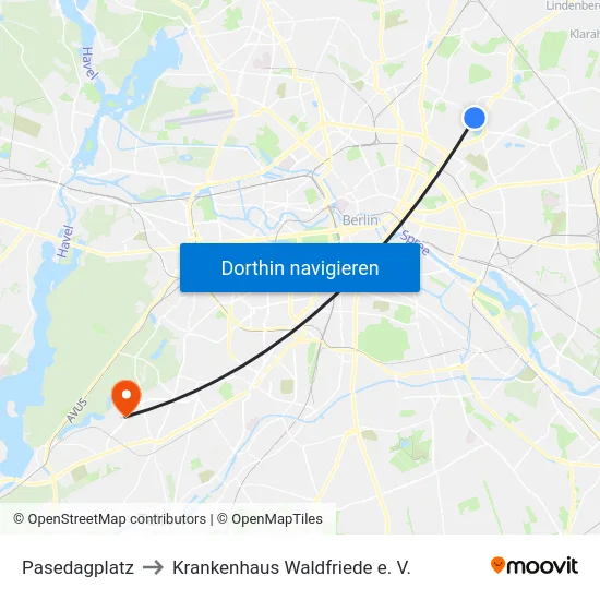 Pasedagplatz to Krankenhaus Waldfriede e. V. map