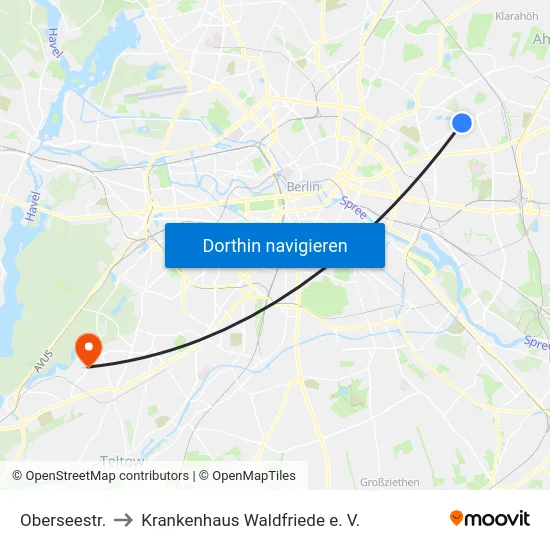 Oberseestr. to Krankenhaus Waldfriede e. V. map