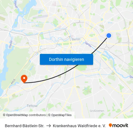 Bernhard-Bästlein-Str. to Krankenhaus Waldfriede e. V. map