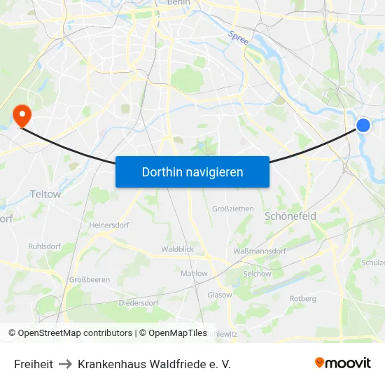 Freiheit to Krankenhaus Waldfriede e. V. map