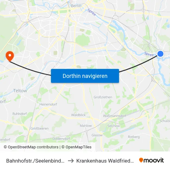 Bahnhofstr./Seelenbinderstr. to Krankenhaus Waldfriede e. V. map
