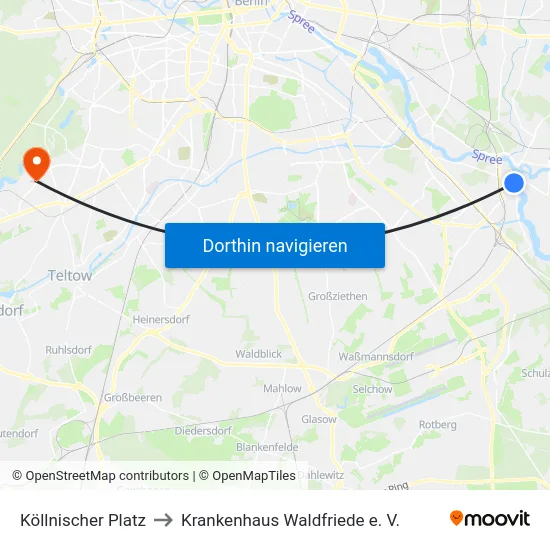 Köllnischer Platz to Krankenhaus Waldfriede e. V. map