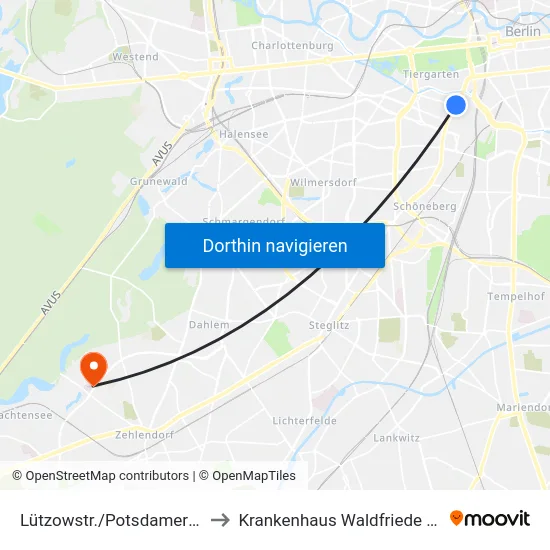 Lützowstr./Potsdamer Str. to Krankenhaus Waldfriede e. V. map