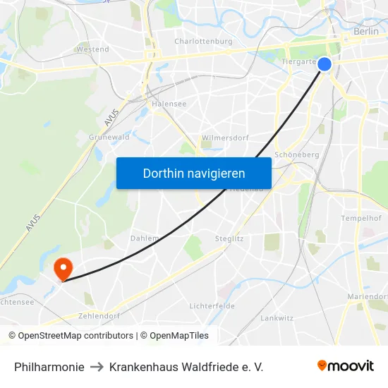 Philharmonie to Krankenhaus Waldfriede e. V. map