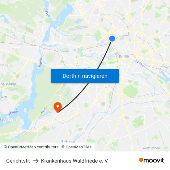 Gerichtstr. to Krankenhaus Waldfriede e. V. map